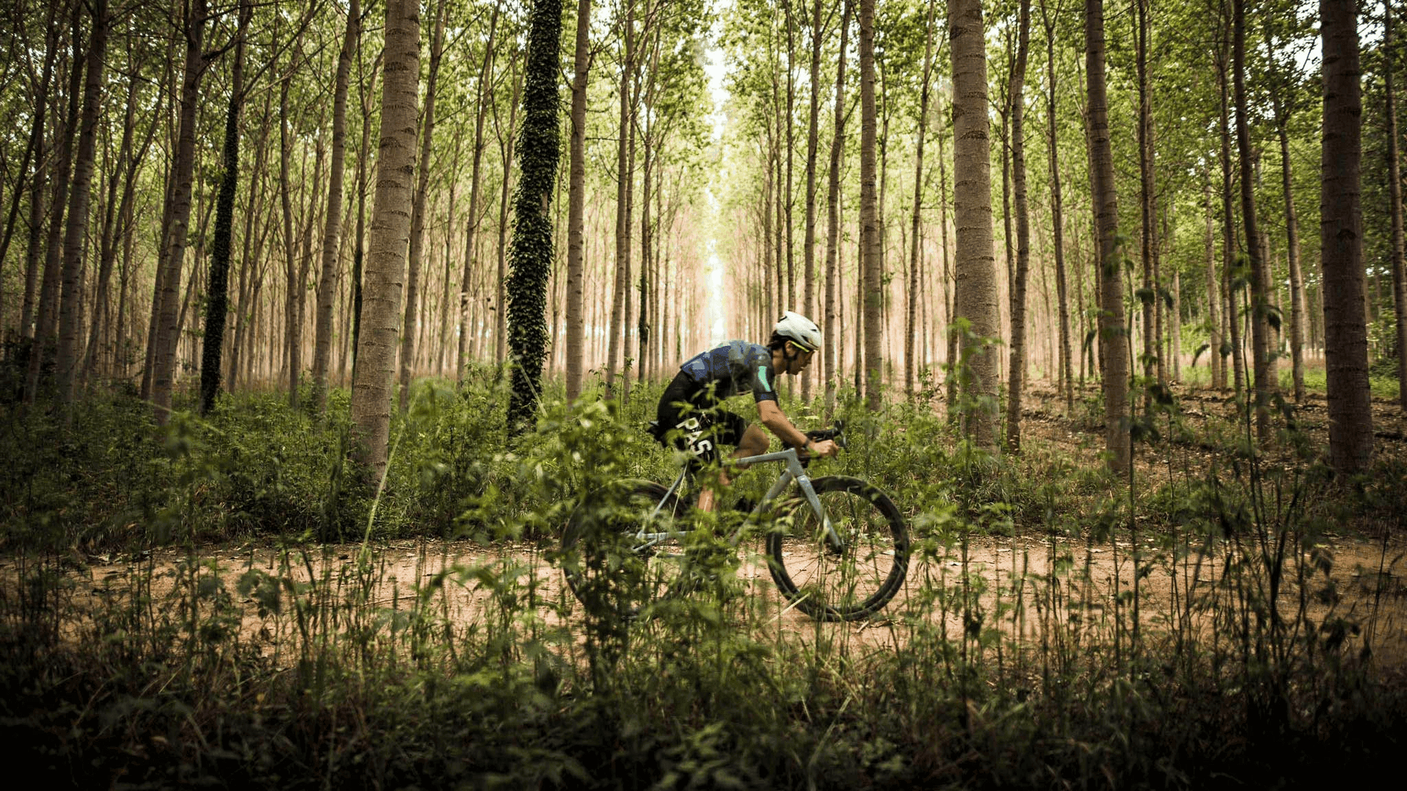 Gravel cyclists racing through the Girona countryside during The Traka